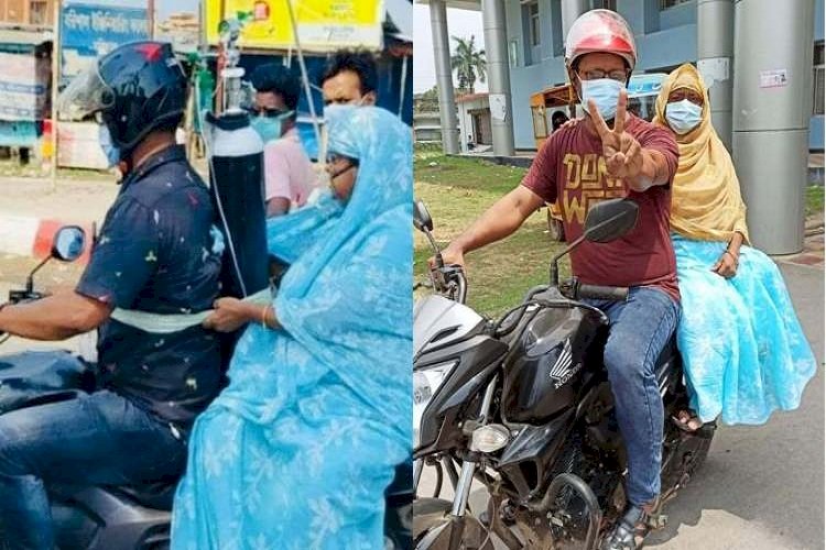 ‘মা-ছেলে’ সেই মোটরসাইকেলে করে বাড়ি ফিরলেন 